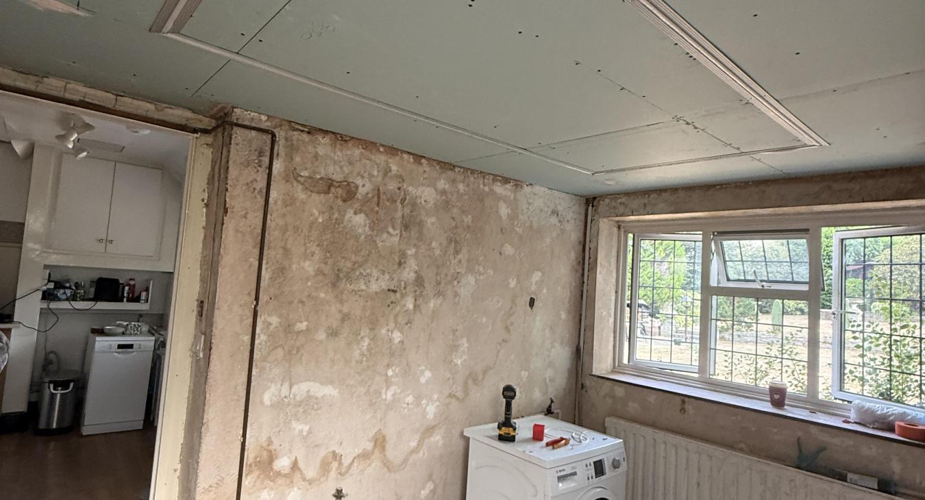 Plaster-In LED Profile Lighting for a Low-Ceiling Utility Room in Esher