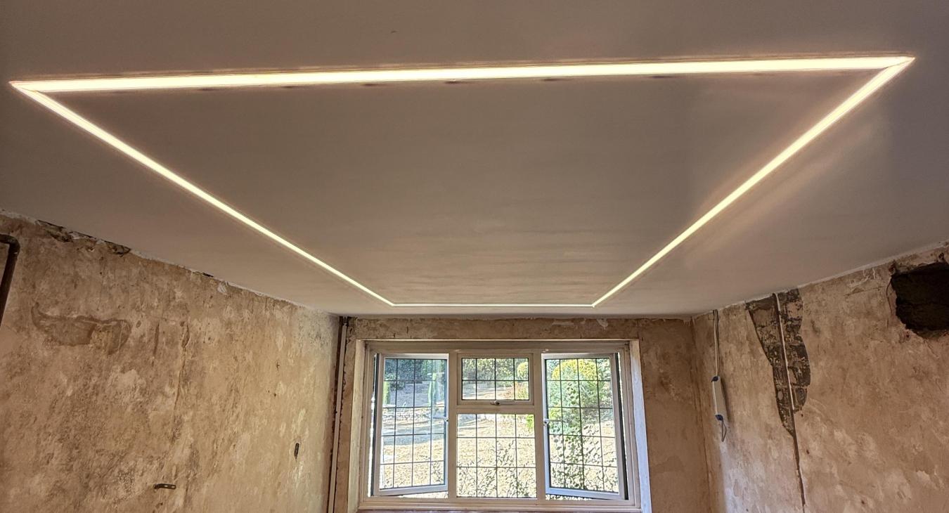 Plaster-In LED Profile Lighting for a Low-Ceiling Utility Room in Esher